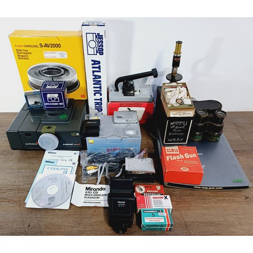 A collection of items to include Milbro x250 microscope with box of ...