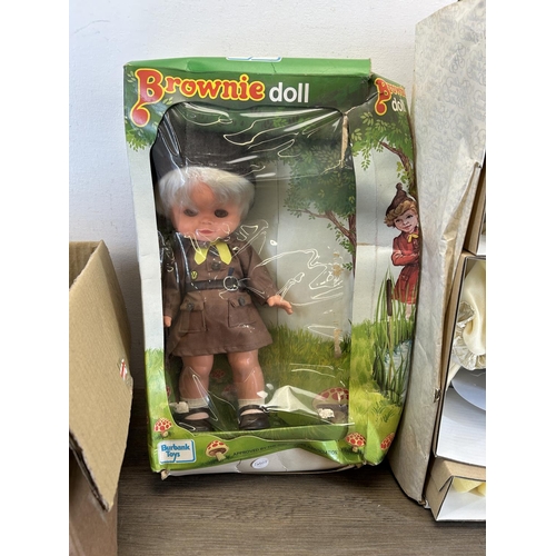 1334 - A collection of dolls and accessories to include Burbank Toys The Beautiful Brownie doll, Franklin H... 