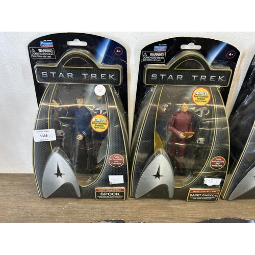 1336 - Seven Playmates Toys 'Star Trek' figurines to include Spock, Sulu, Kirk etc.