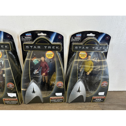 1336 - Seven Playmates Toys 'Star Trek' figurines to include Spock, Sulu, Kirk etc.