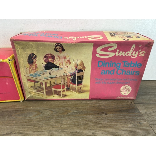 1338 - Five mid 20th century Sindy items, one washbasin unit, one sideboard, one bath, one dining table and... 