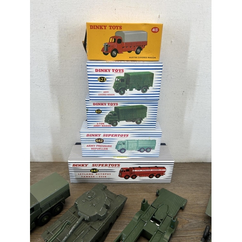 1349 - A collection of unboxed military diecast model vehicles to include Dinky Supertoys 651 Centurion tan... 