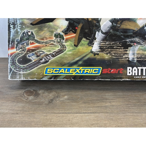 1351 - A boxed Star Wars Scalextric Battle of Endor Luke Skywalker vs Biker Scout 1:32 scale slot system