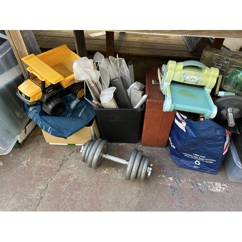 1605A - A collection of house clearance items to include The Beauty Works Lean Machine, CDs, dumbbells etc.