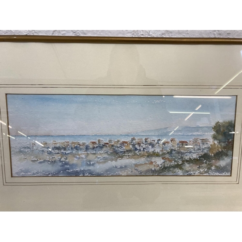 1216 - Three gilt framed watercolours, two impressionist style costal scenes and one Daphne Thorn titled 'A... 