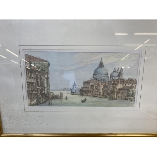 1217 - Seven gilt framed pictures of Venetian scenes, one pencil drawn, one watercolour and five prints - l... 