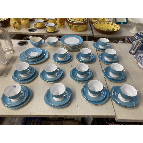 1276 - Fifty seven pieces of Colclough pale blue and white bone china