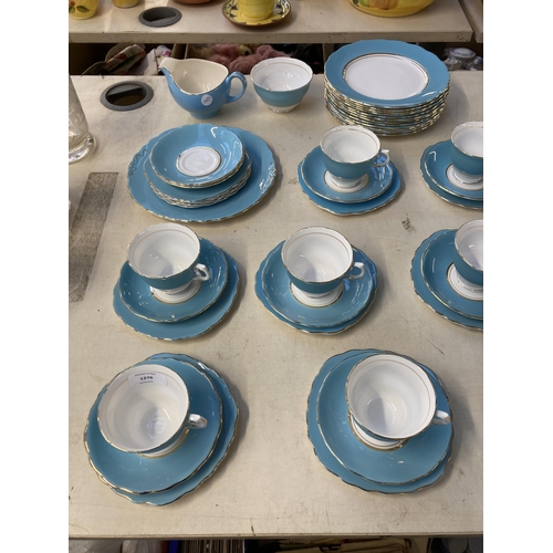 1276 - Fifty seven pieces of Colclough pale blue and white bone china