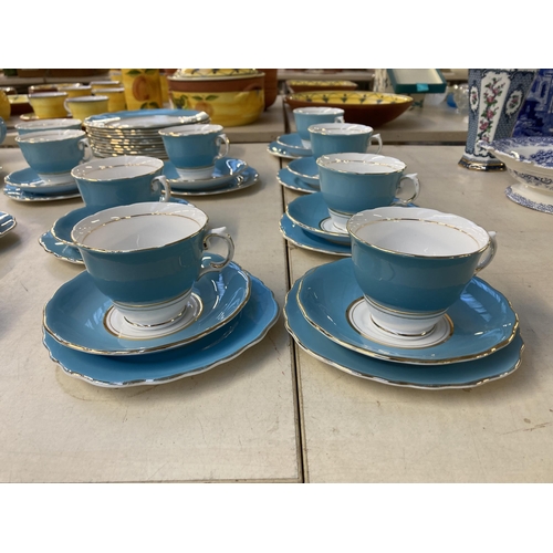 1276 - Fifty seven pieces of Colclough pale blue and white bone china