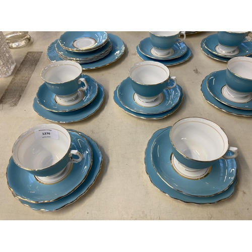 1276 - Fifty seven pieces of Colclough pale blue and white bone china