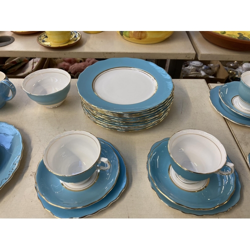 1276 - Fifty seven pieces of Colclough pale blue and white bone china