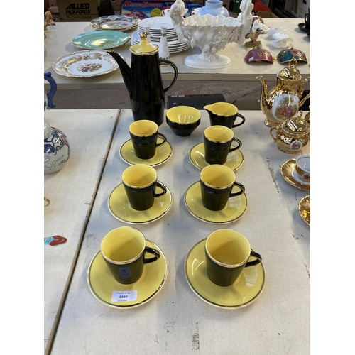 1280 - A mid 20th century Palissy Madeleine 22ct gold decorated fifteen piece coffee set