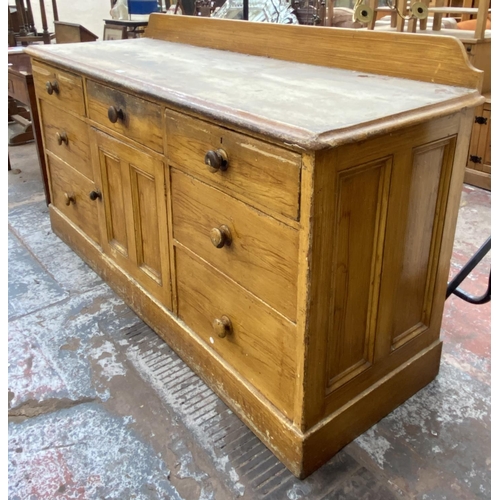 1118 - A Victorian scumbled pine sideboard - approx. 105cm high x 184cm wide x 64cm deep