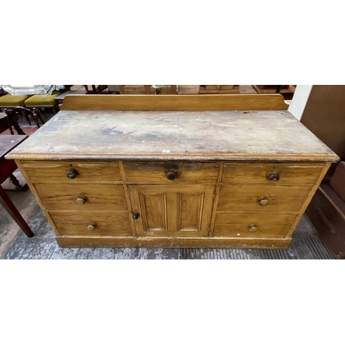 1118 - A Victorian scumbled pine sideboard - approx. 105cm high x 184cm wide x 64cm deep