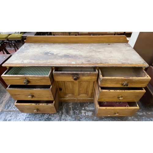 1118 - A Victorian scumbled pine sideboard - approx. 105cm high x 184cm wide x 64cm deep