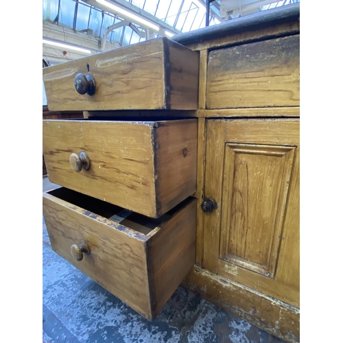 1118 - A Victorian scumbled pine sideboard - approx. 105cm high x 184cm wide x 64cm deep