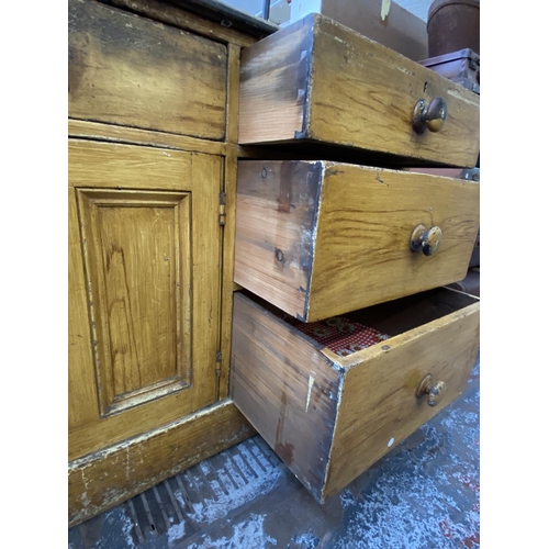 1118 - A Victorian scumbled pine sideboard - approx. 105cm high x 184cm wide x 64cm deep