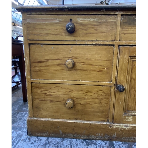 1118 - A Victorian scumbled pine sideboard - approx. 105cm high x 184cm wide x 64cm deep