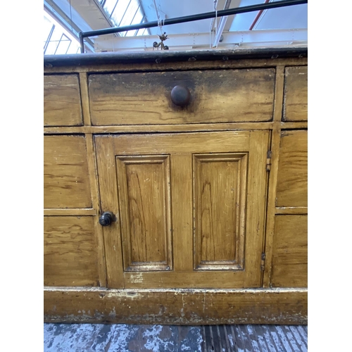 1118 - A Victorian scumbled pine sideboard - approx. 105cm high x 184cm wide x 64cm deep