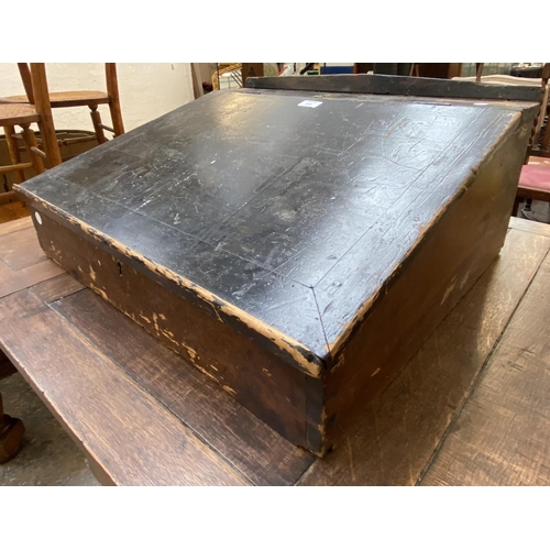 1121 - A Victorian stained pine table top clerk's writing desk - approx. 25cm high x 57cm wide x 50cm deep