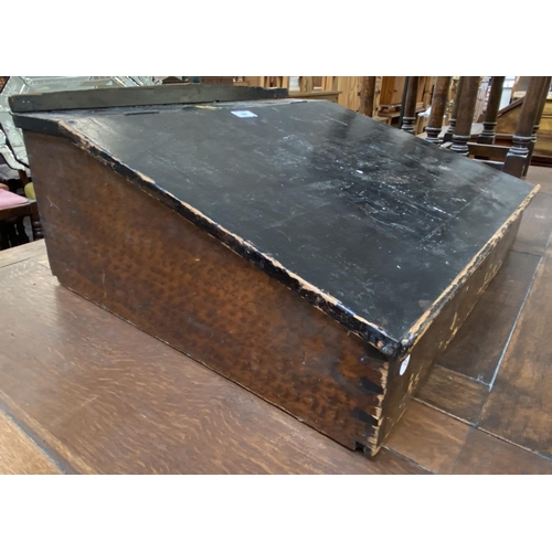 1121 - A Victorian stained pine table top clerk's writing desk - approx. 25cm high x 57cm wide x 50cm deep