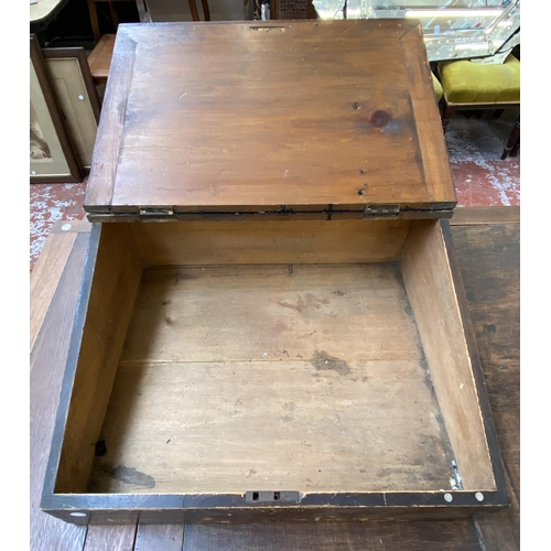 1121 - A Victorian stained pine table top clerk's writing desk - approx. 25cm high x 57cm wide x 50cm deep