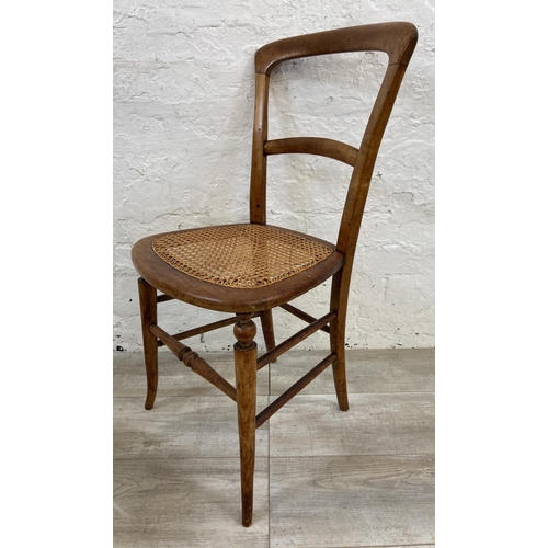 1122 - A pair of late Victorian/Edwardian beech and cane seated occasional chairs - approx. 82cm high x 40c... 