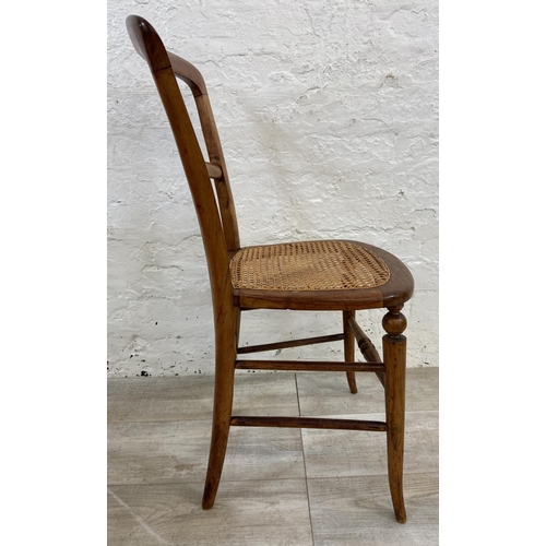 1122 - A pair of late Victorian/Edwardian beech and cane seated occasional chairs - approx. 82cm high x 40c... 