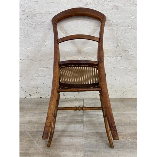 1122 - A pair of late Victorian/Edwardian beech and cane seated occasional chairs - approx. 82cm high x 40c... 