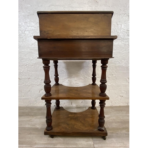 1130 - A Victorian inlaid walnut whatnot Davenport desk - approx. 94cm high x 54cm wide x 45cm deep