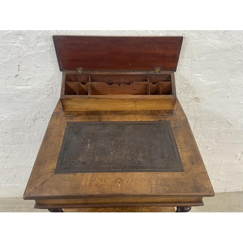 1130 - A Victorian inlaid walnut whatnot Davenport desk - approx. 94cm high x 54cm wide x 45cm deep