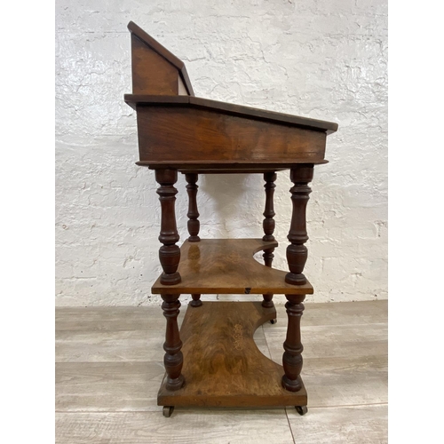 1130 - A Victorian inlaid walnut whatnot Davenport desk - approx. 94cm high x 54cm wide x 45cm deep