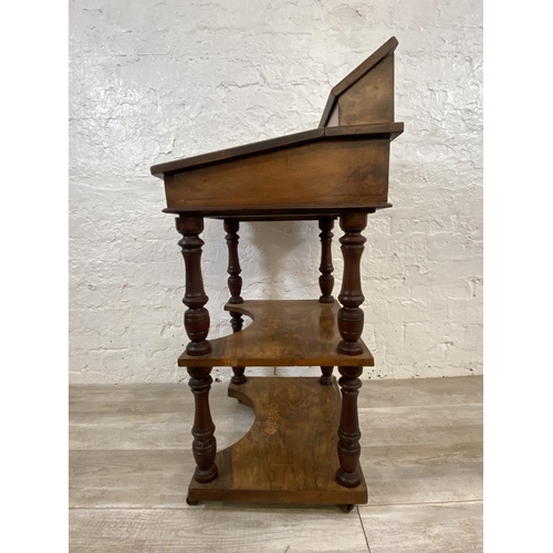 1130 - A Victorian inlaid walnut whatnot Davenport desk - approx. 94cm high x 54cm wide x 45cm deep