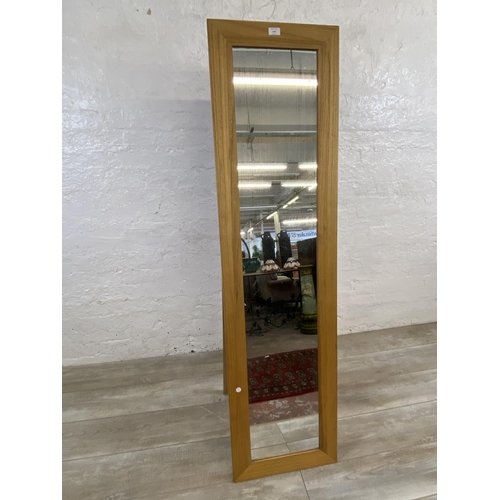 1141 - A modern oak framed cheval mirror - approx. 166cm high x 44cm wide