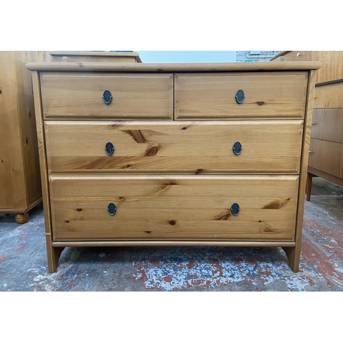 1143 - A modern pine chest of drawers - approx. 81cm high x 95cm wide x 49cm deep