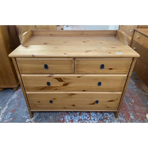 1143 - A modern pine chest of drawers - approx. 81cm high x 95cm wide x 49cm deep