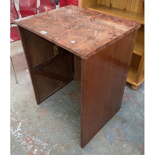 1150 - A mid 20th century Masonic wooden and burr walnut effect folding desk - approx. 82cm high x 62cm wid... 