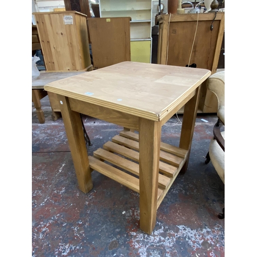 1159 - A modern oak and beech butcher's block/kitchen island - approx. 79cm high x 65cm wide x 72cm deep