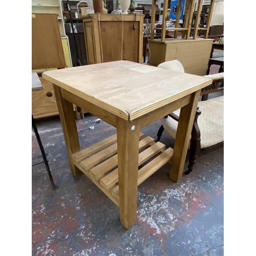 1159 - A modern oak and beech butcher's block/kitchen island - approx. 79cm high x 65cm wide x 72cm deep