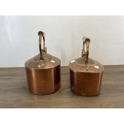 1308 - Two Victorian copper kettles - largest approx. 28cm high