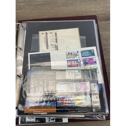 1398 - Five folders containing First Day Covers and stamps