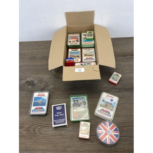 1418 - A collection of vintage Fact Cards to include Mini-Trumps Military Aircraft, Top Trumps Hot Rods, To... 