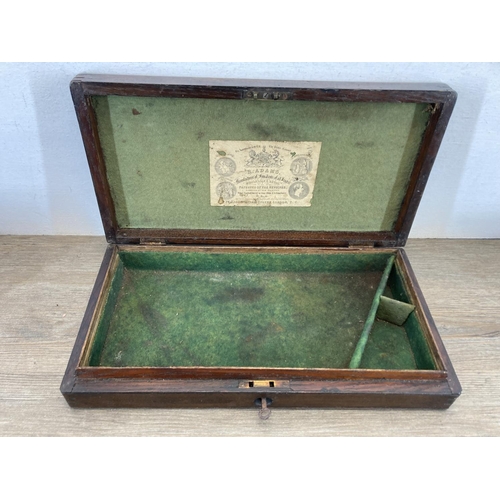 1438 - Four wooden boxes, one 19th century R. Adams mahogany gun case, one Pilkington Bros Ltd of St Helens... 