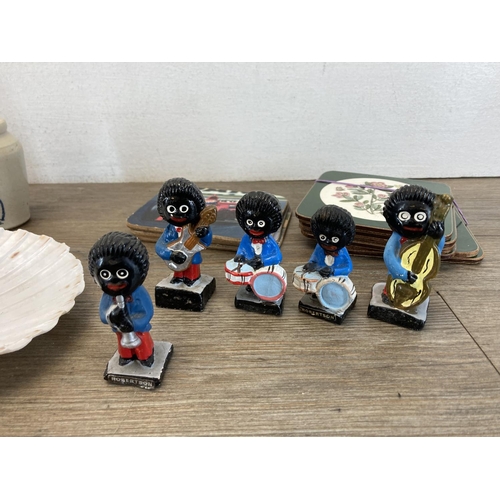 1439 - A collection of items to include six Robertson's hand painted ceramic jazz band advertising figurine... 