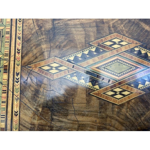 1445 - A 19th century Tunbridge Ware marquetry inlaid walnut writing slope - approx. 18cm high x 50cm wide ... 