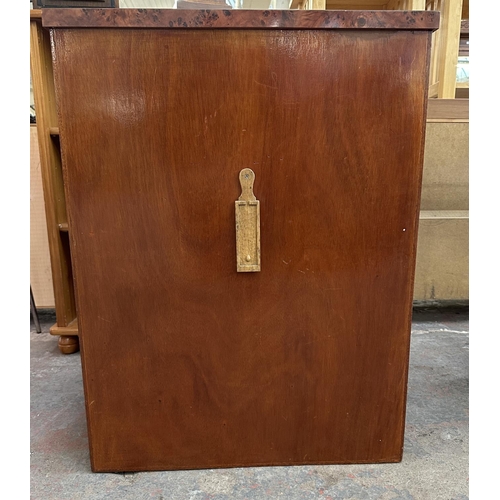 1150 - A mid 20th century Masonic wooden and burr walnut effect folding desk - approx. 82cm high x 62cm wid... 