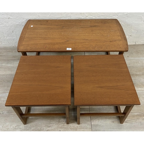 1178 - A mid 20th century teak nest of three tables - approx. 41cm high x 92cm wide x 43cm deep