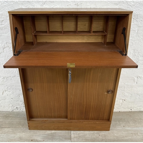 1185 - A mid 20th century teak bureau - approx. 98cm high x 70cm wide x 27cm deep