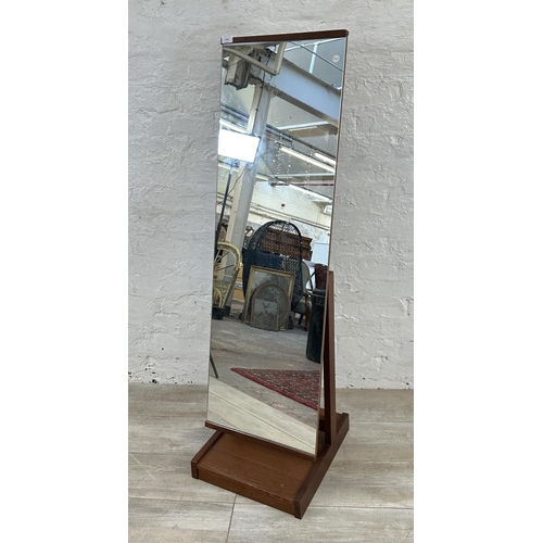 1194 - A mid 20th century teak framed cheval mirror - approx. 135cm high x 39cm wide x 43cm deep