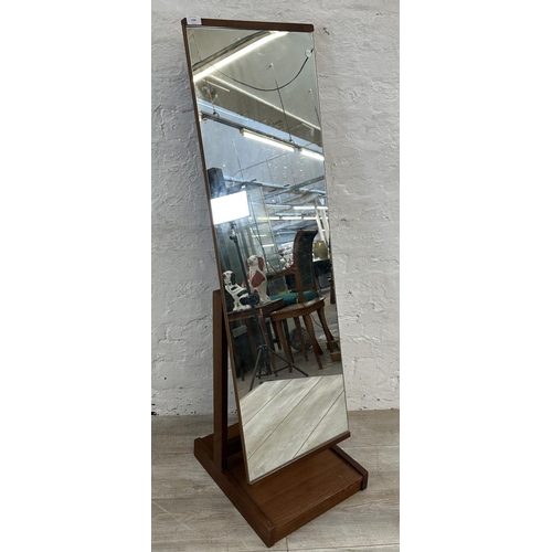 1194 - A mid 20th century teak framed cheval mirror - approx. 135cm high x 39cm wide x 43cm deep